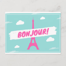 Bonjour Paris France Tour Eiffel carte postale