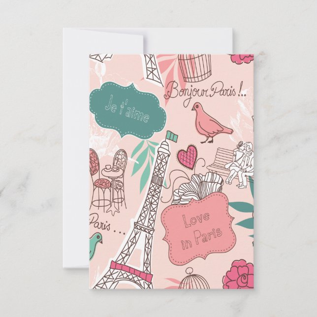 Bonjour Paris Holiday & Seasonal Postcard Einladung (Vorderseite)