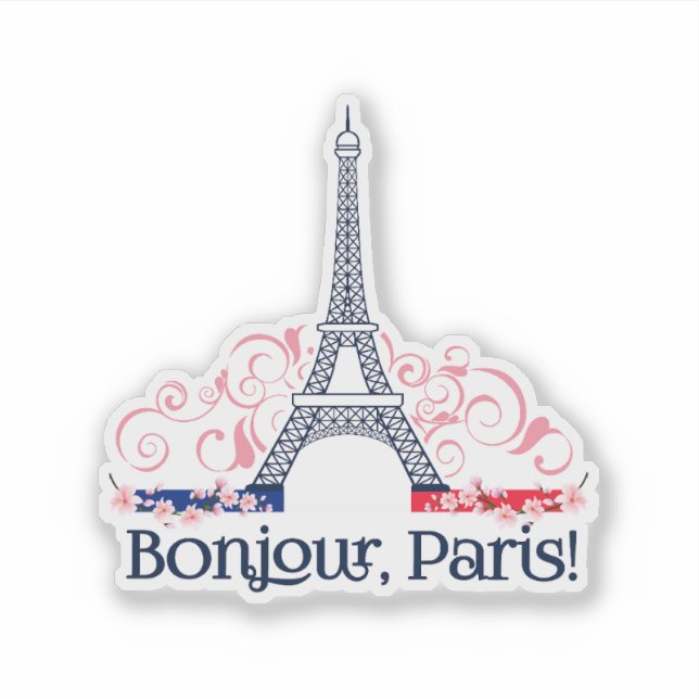 Bonjour Paris Niedlich Pariser Design Aufkleber (Vorderseite)