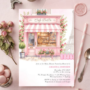 Bonjour Pariser Café Bebe Rosa Babyparty Einladung