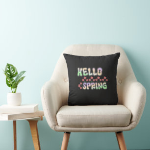 Bonjour Printemps Coussin Décoratif Floral Frais
