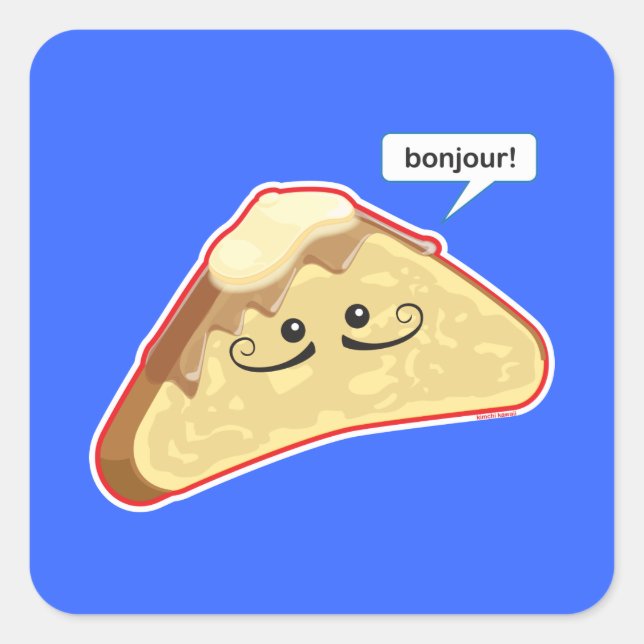 Bonjour! Quadratischer Aufkleber (Vorderseite)