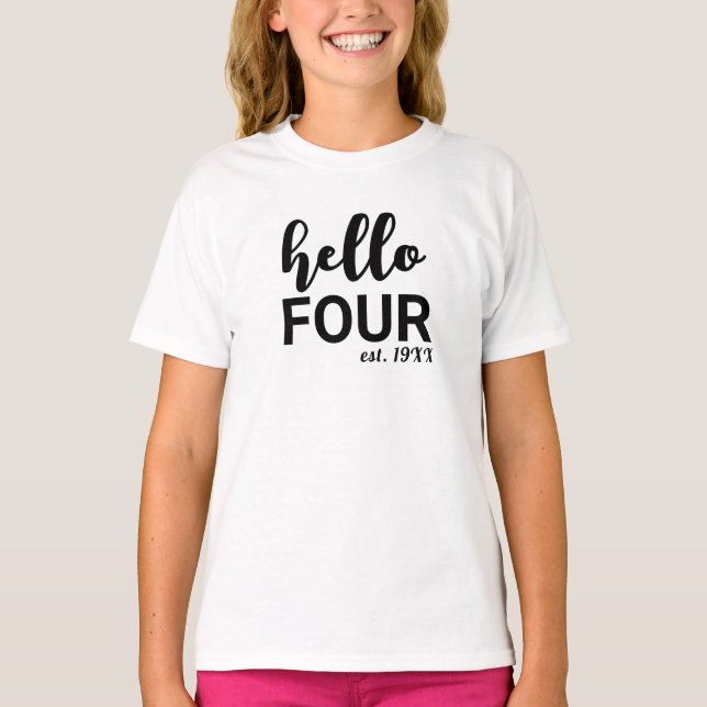 Bonjour Quatre T-shirt personnalisé Anniversaire (Devant)