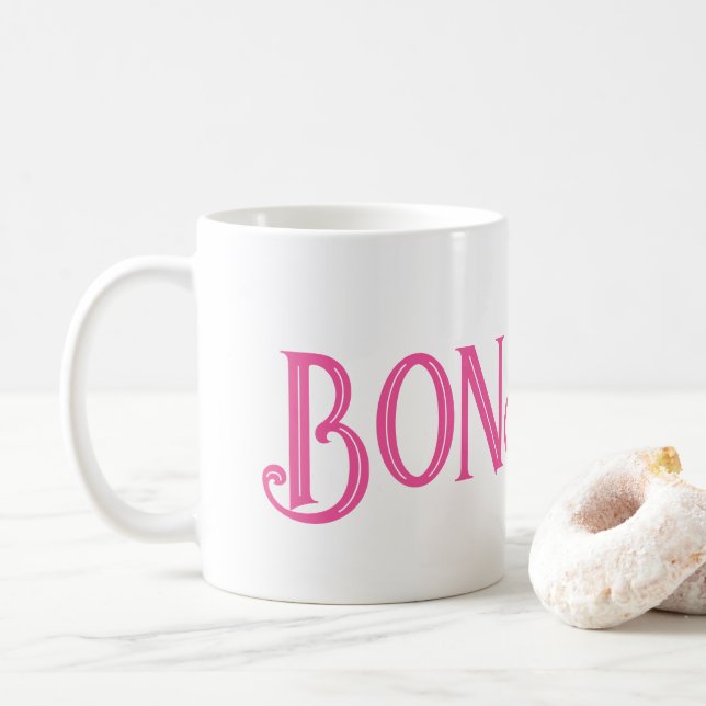 Bonjour rose Mug café blanc (Avec donut)