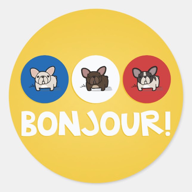 Bonjour! Runder Aufkleber (Vorderseite)