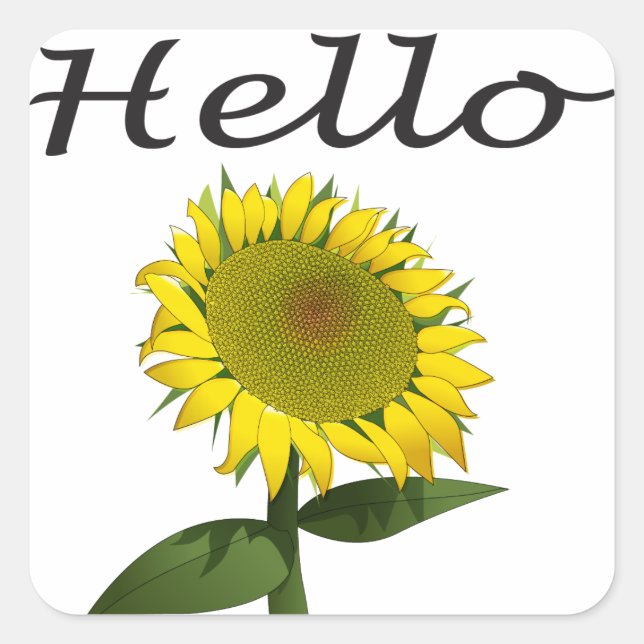 Bonjour / Salut Sticker Floral Tournesol Jaune / É (Devant)