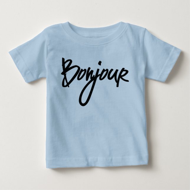 Bonjour Script (Schwarz) für Liebhaber von Frankre Baby T-shirt (Vorderseite)