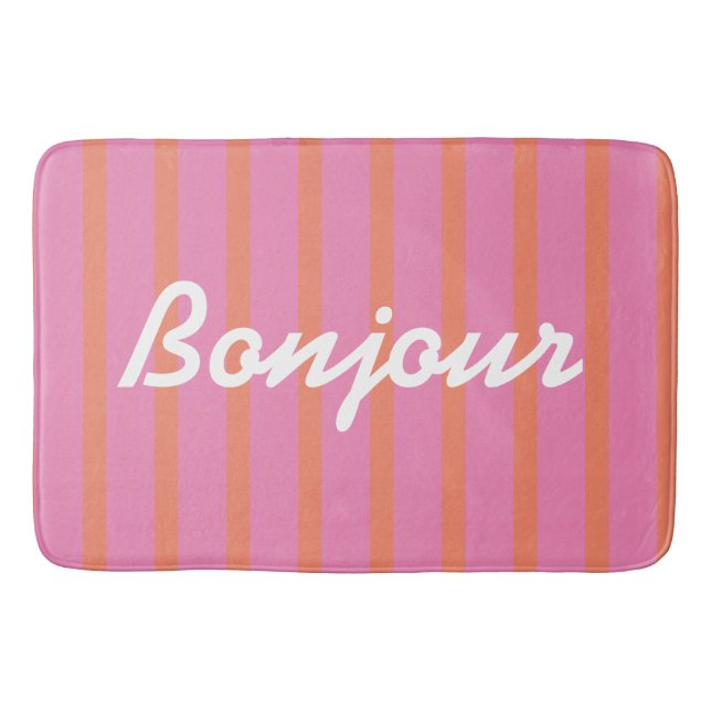 Bonjour Striped Pink Badematte (Vorderseite)