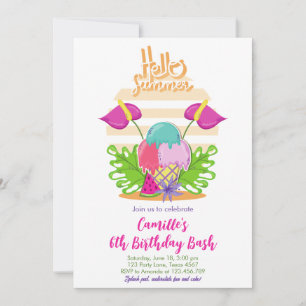 Bonjour Summer Girl Anniversaire Invitation