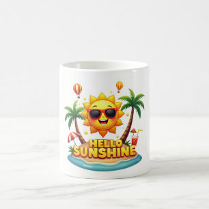 Bonjour Sunshine Cartoon Tropical Mug