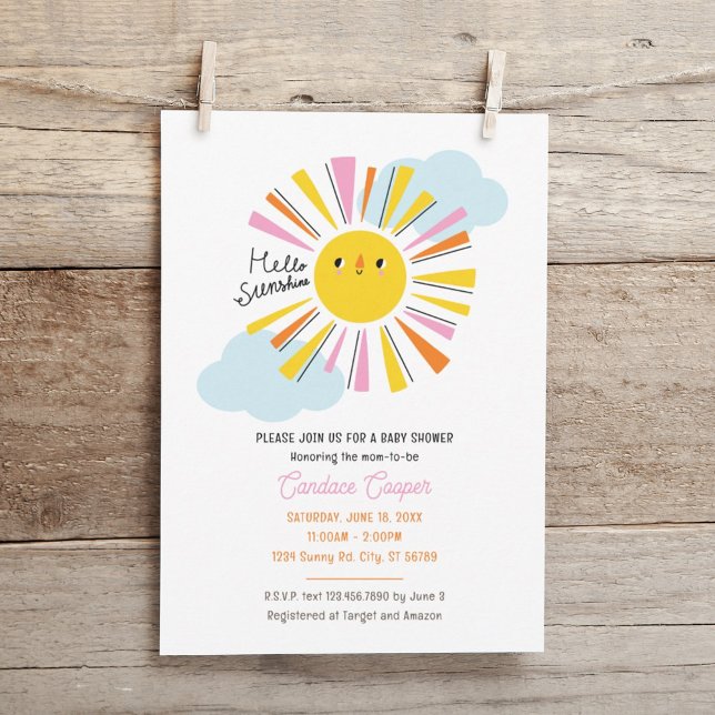 Bonjour Sunshine Girl Baby shower Invitation (Créateur téléchargé)