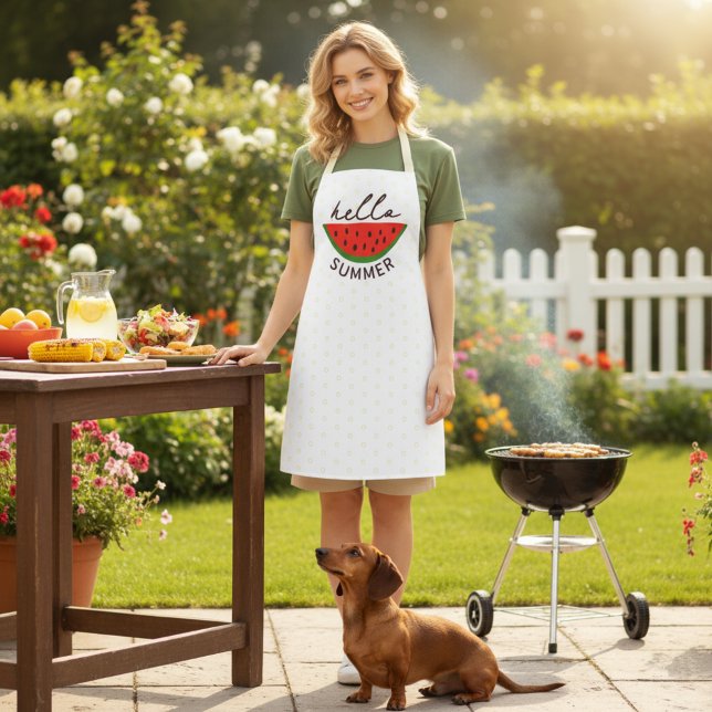 Bonjour tablier d'été avec pastèque (Hello summer apron for fun outdoor times.)