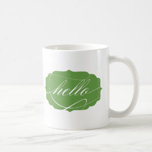 Bonjour tasse de café en vert