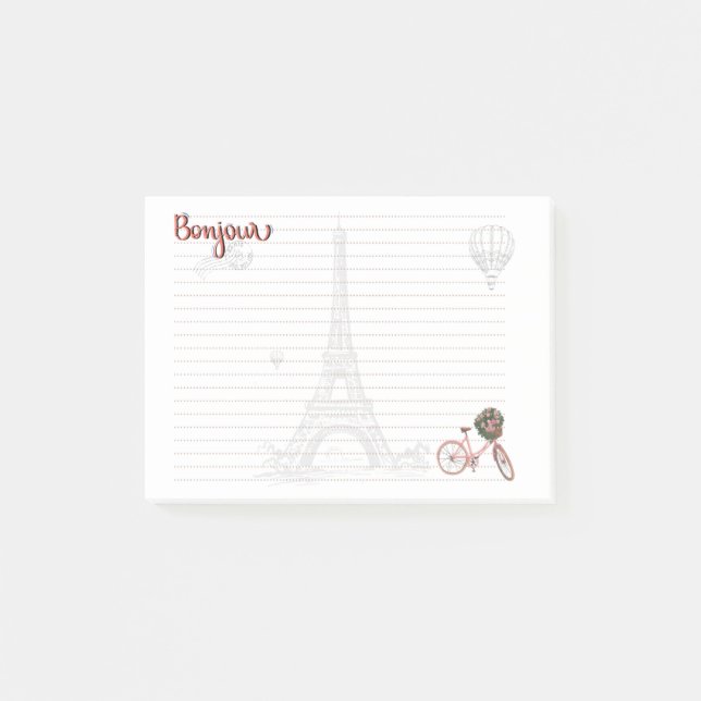 Bonjour "Things I Liebe about Paris" Post-it Note Klebezettel (Vorderseite)