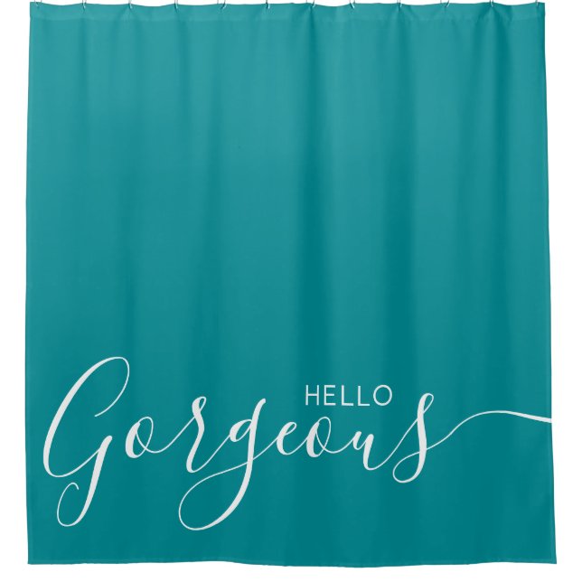 Bonjour Turquoise blanc magnifique rideau de douch (Devant)