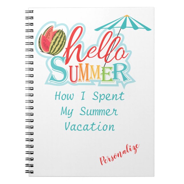 Bonjour Vacances d'été Personnaliser le journal de (Devant)