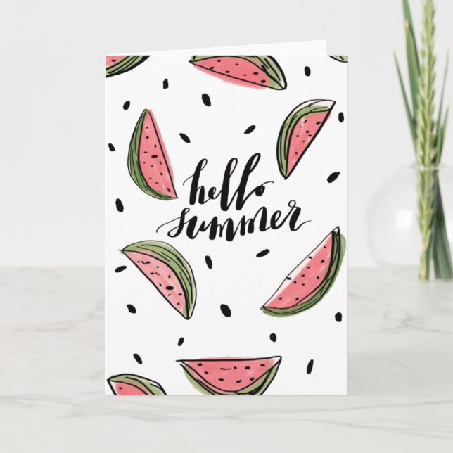 Bonjour Watermelon blanc été carte intérieure (Devant)