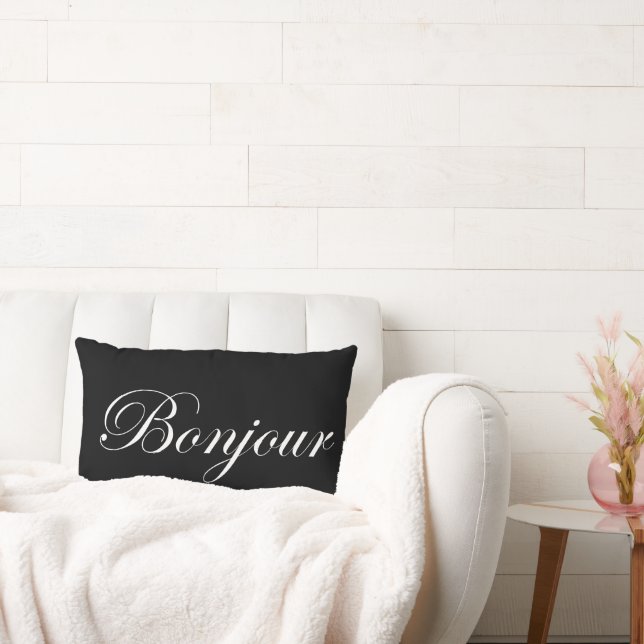 Bonjour White auf Black Lendenkissen (Liege)