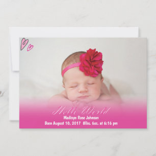 Bonjour World Baby Girl Faire-part de naissance