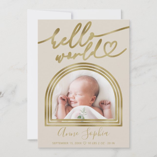 Bonjour World Chic Arch Frame Faire-part de naissa (Devant)