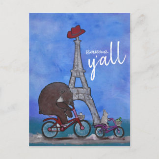 Bonjour Y'all Whimsical Eiffel Tower Paris Texas Postkarte