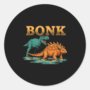 Bonk Dinosaur Lustiges Prähistorisches Humor Desig Runder Aufkleber