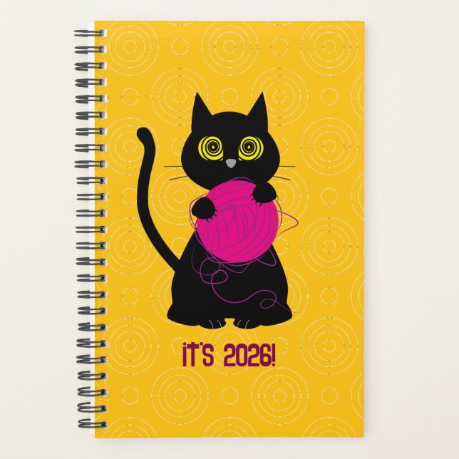 BONKERS! 2026 Planner – Knitting + Kitty 🧶🐈‍⬛ Planer (Vorderseite)