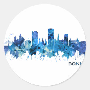 Bonn Deutschland Skyline Blue Runder Aufkleber