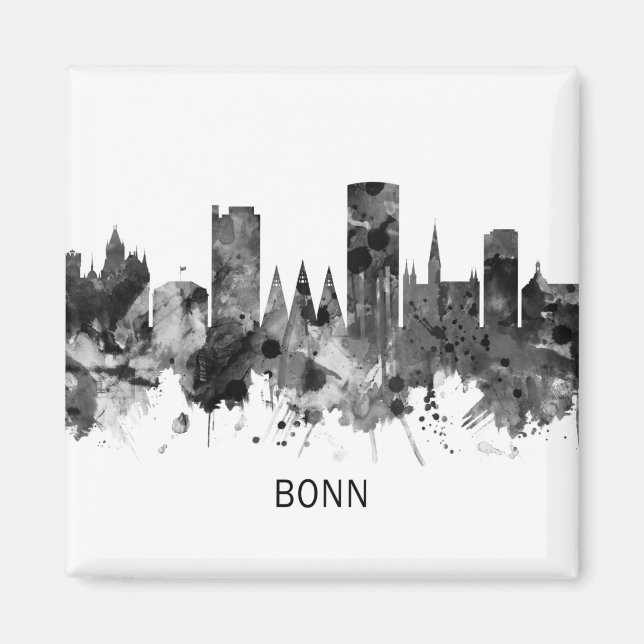 Bonn Deutschland Skyline BW Magnet (Vorne)