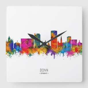 Bonn Deutschland Skyline Quadratische Wanduhr