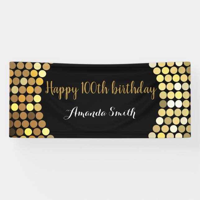 Bonne 100e anniversaire bannière Black and Gold Pa (Horizontal)