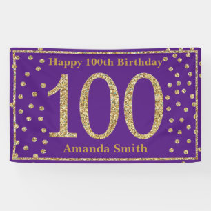 Bonne 100e anniversaire bannière Purple Gold Part