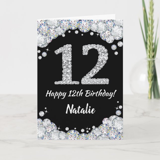 Bonne 12e anniversaire Carte de Parties scintillan (Devant)