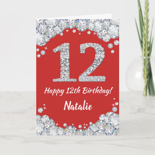 Bonne 12e anniversaire Carte Parties scintillant r (Devant)