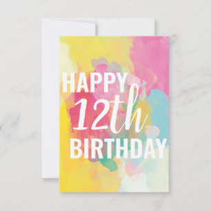 Bonne 12e carte d'anniversaire ("Watercolor Gradie