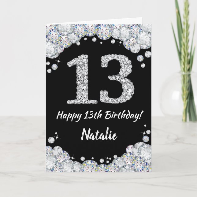Bonne 13e anniversaire Carte de Parties scintillan (Devant)