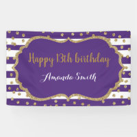 Bonne 13ème anniversaire bannière Purple Gold Part