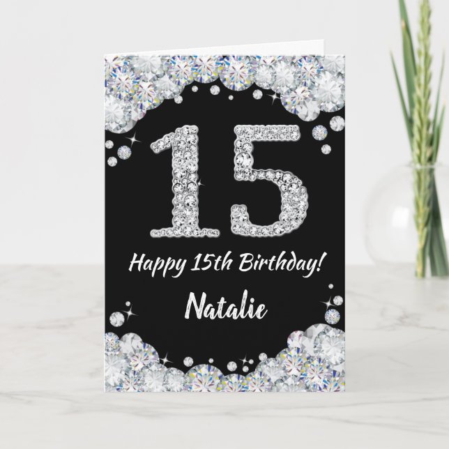 Bonne 15e Anniversaire Carte Parties scintillant N (Devant)