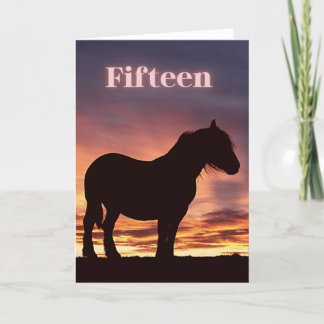 Bonne 15e anniversaire Cheval Sunset Carte de voeu