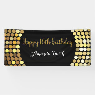 Bonne 16e anniversaire bannière Black and Gold Par