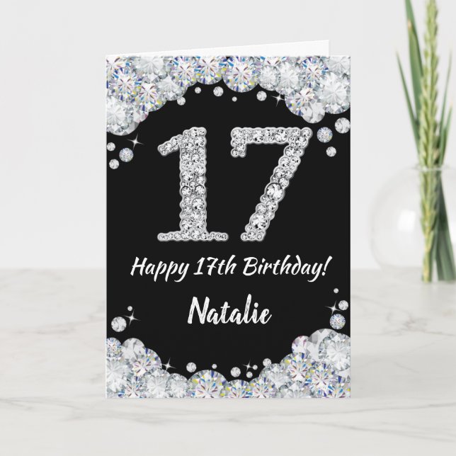 Bonne 17e anniversaire Carte de Parties scintillan (Devant)