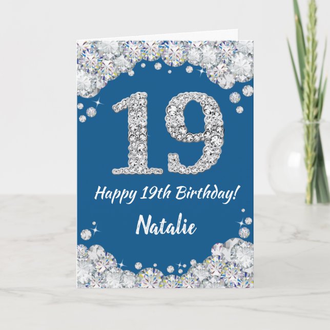 Bonne 19e Anniversaire Carte Parties scintillant b (Devant)