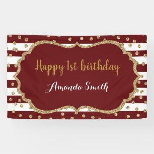Bonne 1ère bannière anniversaire Burgundy Gold P