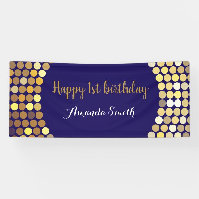Bonne 1ère bannière anniversaire Marine Blue Gold  (Horizontal)