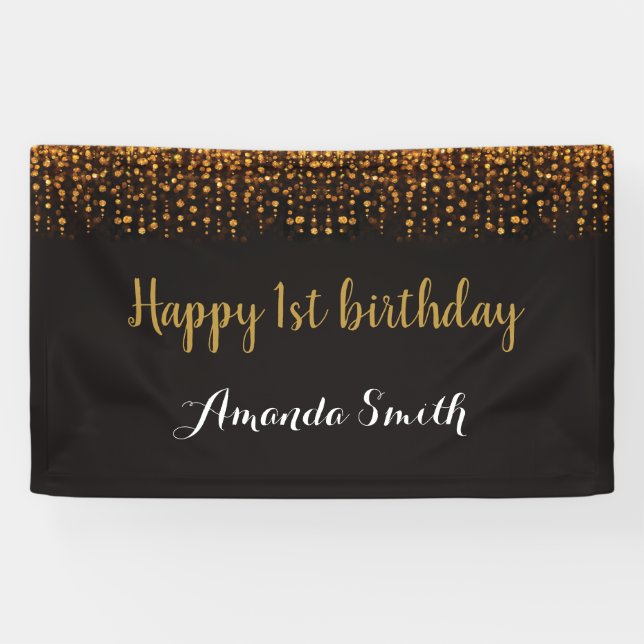 Bonne 1ère bannière anniversaire. Parties scintill (Horizontal)