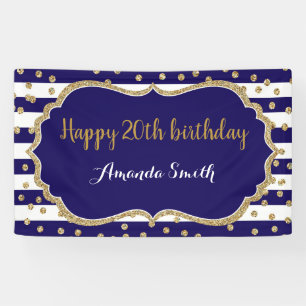 Bonne 20e anniversaire bannière Marine Blue Gold P