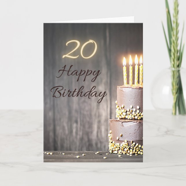 Bonne 20e carte de voeux pour gâteau d'anniversair (Devant)