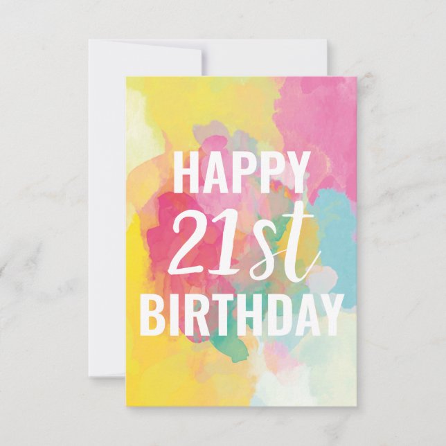 Bonne 21e carte d'anniversaire ("Watercolor Gradie (Devant)