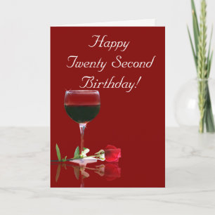 Bonne 22e Anniversaire Carte Vin Et Rose