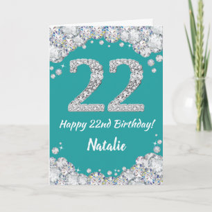 Bonne 22e anniversaire Turquoise et carte de Parti